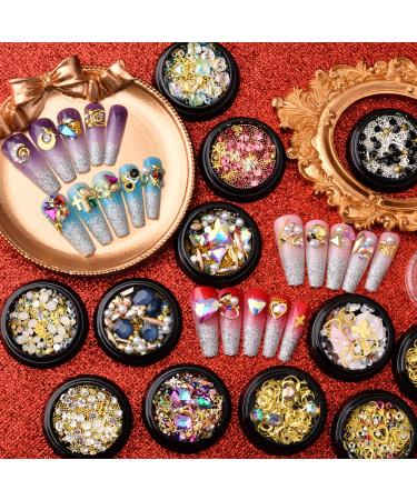 Umillars 12 Wheels Nail Art Rhinestones Silver Gold Studs Rivets Moon Star Diamonds Gems - Buy Online on GoSupps.com