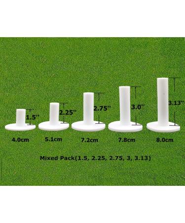 FINGER TEN Golf Rubber Tees Driving Range Value 5 Pack, Mixed Size or 5 Same Size for Practice Mat Mixed Pack(1.5, 2.25, 2.75, 3, 3.13)