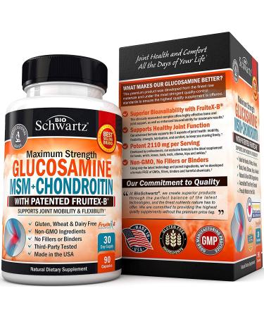 BioSchwartz Glucosamine MSM + Chondroitin with Fruitex-B | 90 Veggie Caps for Joint Health - Buy Online on GoSupps.com
