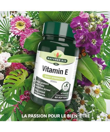 Natures Aid Vitamin E 200iu 60 Softgels (Natural Source Vitamin E Protects Cells from Oxidative Stress Made in the UK) 60 count (Pack of 1) - Buy Online on GoSupps.com