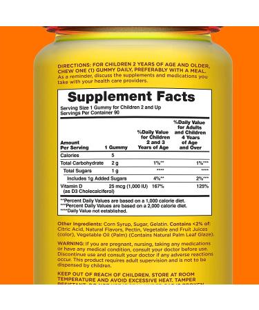 Sundown Naturals Kids Vitamin D3 Gummies - 90 Strawberry, Orange & Lemon - Once Daily - Buy Online on GoSupps.com