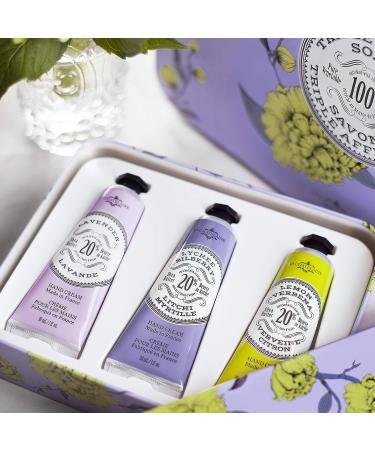 La Chatelaine Lavender Hand Cream Trio Gift Tin - 3 x 1 fl. oz | Plant-Based & Made in France | Graduation & Teacher Gift | 20% Organic Shea Butter & Argan Oil | Ready-to-Gift Tin - Buy Online on GoSupps.com