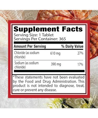 Sodium Chloride 1000mg - 365 Non-GMO Salt Tablets for Electrolyte Hydration | Gluten Free - Buy Online on GoSupps.com