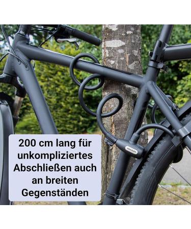 Kohlburg 200 cm Cable Lock - Keyless Bicycle & Stroller Lock with Bracket - Secure Spiral Lock with 3 Keys for International Shipping - Buy Online on GoSupps.com