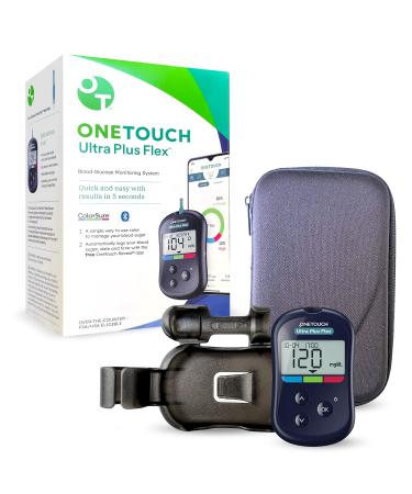 OneTouch Ultra Plus Flex Blood Glucose Meter | Glucose Monitor For Blood Sugar Test Kit | Blood Glucose Monitoring System Includes Blood Glucose Monitor and Carrying Case