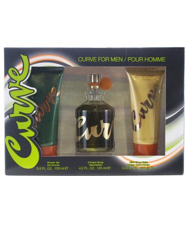 LIZ CLAIBORNE Curve 3 Pc. Gift Set (Cologne Spray 4.2 Oz + After Shave Balm 3.4 Oz + Shower Gel 3.4 Oz) for Men By 4.2 Fl Oz