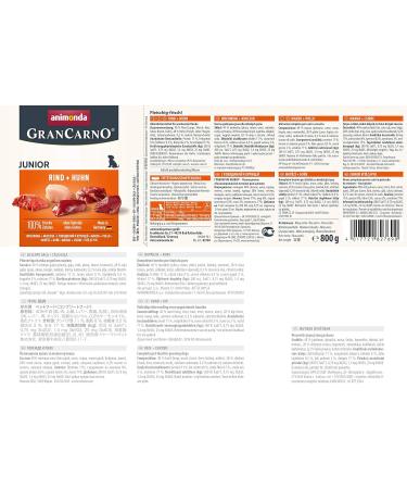 Animonda GranCarno Junior Dog Food - Wet Food for Growing Dogs Beef & Chicken 6 x 800g Pack - Buy Online on GoSupps.com