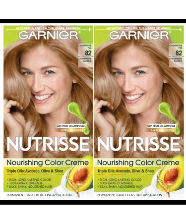 Garnier Hair Color Nutrisse Nourishing Creme 82 Champagne Blonde (Champagne Fizz) Permanent Hair Dye 2 Count (Packaging May Vary)