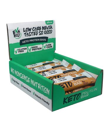 Eva Bold Salted Caramel Keto Bars 12 x 40g | 2.2g Net Carbs | High Protein Bars | Healthy Snacks for Low Carb Gluten Free Vegan Dairy Free & Diabetic Diets Salted Caramel 12 Count (Pack of 1)