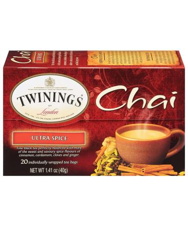 Twinings Ultra Spice Chai Tea Bags - 20 Count (Pack of 3) | Individually Wrapped Black Tea with Cinnamon, Ginger, Cardamon & Clove - Buy Online on GoSupps.com
