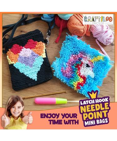 Unicorn Latch Hook Pouch & Heart Cross Body Bag Sewing Kit in Pink - Buy Online on GoSupps.com