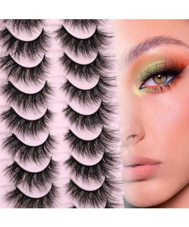 Eyelashes Fluffy False Eyelashes 18mm Long Faux Mink Lashes Thick Strip lashes Wispy Flutter D Curl Cat Eye Lashes Pack 6D Volume Fake Eyelashes 10 Pairs by zenotti E- 10 Pairs
