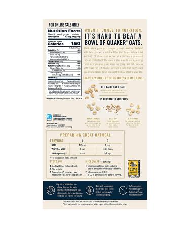 Quaker Old Fashioned Rolled Oats - Non-GMO, 2 x 64oz Bags, 90 Servings - Buy Online on GoSupps.com
