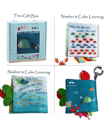 Fish Baby Books - Soft Cloth Books for Babies 0-6 Months | Baby Toys for 6-12 Month Olds | Baby Shower Gifts Box with Teether | Newborn Baby Sensory Stroller Toys - Buy Online on GoSupps.com