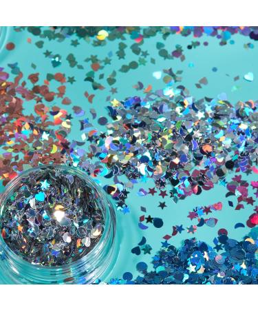 Moon Glitter Purple Holographic Glitter Shapes - Cosmetic Festival Makeup for Face, Body, Nails, Hair, Lips - 3g - Buy Online on GoSupps.com