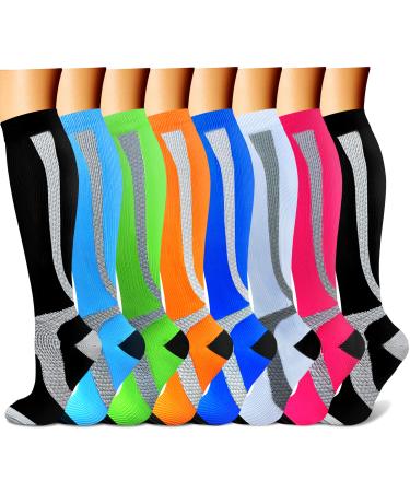 Compression Socks 15-20 mmHg is Best Athletic for Men & Women Running Flight Travel Nurses Pregnant 15 Black/Orange/Navy/Green/Blue/Red/White/Black Large-X-Large