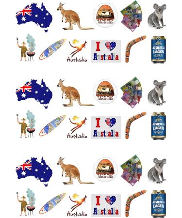 33 Stand Up Australia Aussie Themed Premium Edible Wafer Paper Cake Toppers Decorations - Buy Online on GoSupps.com