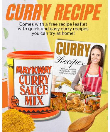 Maykway Curry Sauce Mix Hot with Curry Recipe Leaflet (170g x 3 Packs) | Ideal Curry Kit with 3 Pcs. Maykway Curry Powder and Recipe Card | Curry Mix Suitable for Vegetarians - Buy Online on GoSupps.com