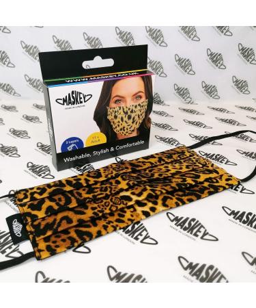Washable Leopard Print Face Mask | 3 Layers Blended Cotton | Made in UK | London | Washable 100+ Times - Buy Online on GoSupps.com