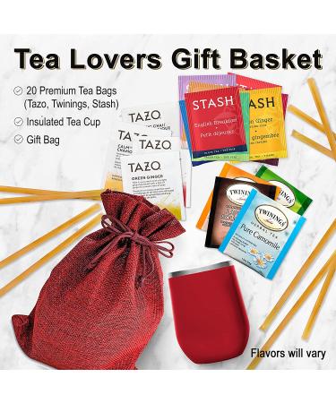 Bellina Tea Gift Baskets for Women and Men - Herbal Tea Variety Pack Gift Set for a Special Someone & Tea Lovers - Insulated Tea Cup  20 Premium Teas  10 Honey Straws  Gift Tag  Red Gift Bag For a Special Someone Red - Buy Online on GoSupps.com