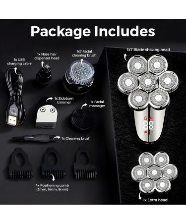 BaraZ 7D Electric Shaver for Bald Men | Anti-Pinch Razor & 6-in-1 Grooming Kit | Wet & Dry Skull Shaver - Buy Online on GoSupps.com