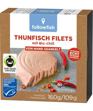 Buy Followfish MSC Fair Trade Tuna Fillets with Organic Chilli - 160g Pack of 8 | Premium Quality International Shipping - Buy Online on GoSupps.com