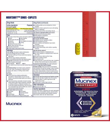Green Hills MUCINEX Nightshift Sinus Caplets - 24/20 ct. - Fast Relief for Sinus Congestion & Cold Symptoms - Buy Online on GoSupps.com