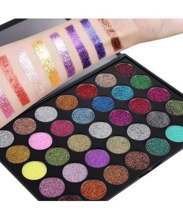 MEICOLY 35 Colors Glitter Eyeshadow Palette - Long Lasting, Waterproof, Pressed Pigmented Minerals for Shimmer Eye Makeup - 35 Shades in 01 Palette - Buy Online on GoSupps.com