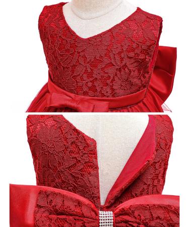 LZH Baby Girls Lace Dress | Bowknot Flower Wedding Pageant Baptism Christening Tutu Gown | Red | 0-24 Months, 5-6 Years - Buy Online on GoSupps.com