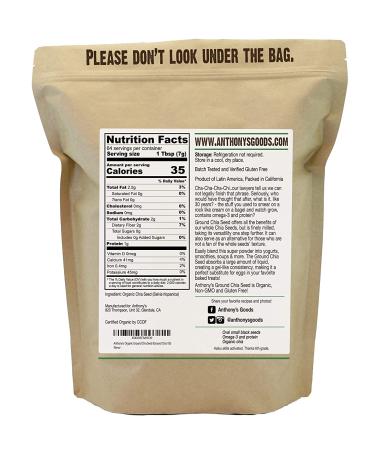 Organic Chia Seed - Anthony's 1 lb | Gluten Free, Non-GMO, Finely Ground - Buy Online on GoSupps.com