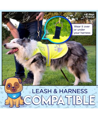 High-Visibility Reflective Fleece Dog Coat - Leash Hole 5 Sizes - Safe Outdoor Wear for Day & Night - Yellow - Buy Online on GoSupps.com