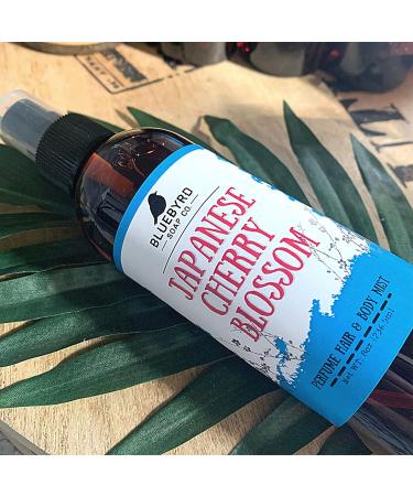 Bluebyrd Soap Co. Japanese Cherry Blossom Fragrance for Hair and Body | Alcohol Free Hair Perfume | Perfumed Hair and Body Mist in Cherry Blossom Scent | Clean Beauty Vegan Free of Parabens Sulfates and Silicones | Weightless Perfume for Your Hair | Natur - Buy Online on GoSupps.com
