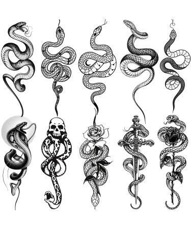 Goromon 10 Sheets Realistic Snake Temporary Tattoos For Women Men Forearm Arm Sexy 3D Tribal Cobra Mamba Viper Serpent Tattoos Temporary Adults Kids Fake Tattoos Sticker Black Sword Rose Flower Tatoos - Buy Online on GoSupps.com
