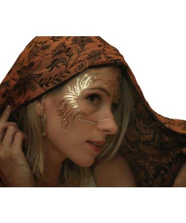 Burning Man Gold Temporary Tattoos - Masquerade Face Tattoo Set by Golden Ratio Tats - Buy Online on GoSupps.com
