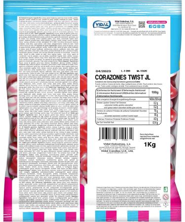VIDAL JELLY TWIST HEARTS GUMMY GLUTEN FREE 1KG - Buy Online on GoSupps.com