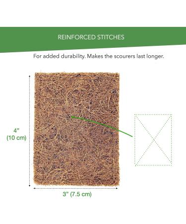 Biodegradable Natural Coconut Fiber and Rubber Latex Kitchen Scouring Pads Compostable Eco-Friendly Scrubber Non-Scratch Plastic-Free Scrubbers for Dishes and Cleaning 6 Pack - Buy Online on GoSupps.com