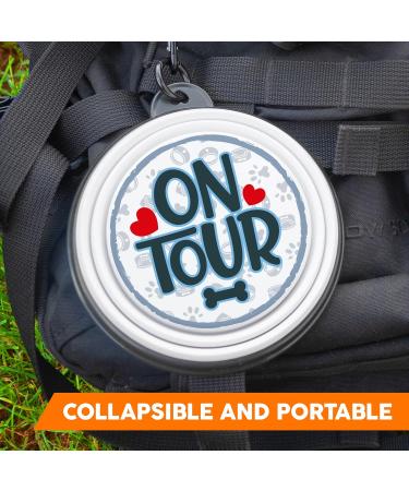ON Tour Portable Foldable Drinking Bowl with Carabiner | Unique Pet Food Bowl for On-the-Go | Ideal for Travel & Outdoor Adventures - Buy Online on GoSupps.com