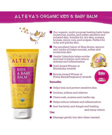 Alteya Organics Kids and Baby Balm 3fl.oz/90ml - USDA Certified Organic Bulgarian Rose Baby Skin Care Treatment - Buy Online on GoSupps.com