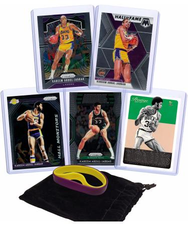 Kareem Abdul-Jabbar Basketball Cards Assorted (5) Bundle - Los Angeles Lakers, Milwaukee Bucks Trading Card Gift Pack