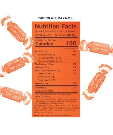 Tom & Jenny's Sugar Free Caramel Chocolate Sea Salt Candy - Low Carb Keto Friendly with Xylitol and Maltitol - 2.9oz Pack - Buy Online on GoSupps.com