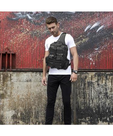 G-raphy Tactical Sling Backpack - Durable Molle Shoulder Bag for Hiking Camping & Travel - 01-CP Black - Buy Online on GoSupps.com