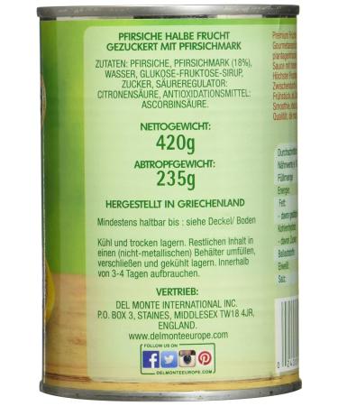 Buy Del Monte Peaches 1/2 Fruit in Pulp - Pack of 12 Cans (420g Each) | International Shipping Available - Buy Online on GoSupps.com