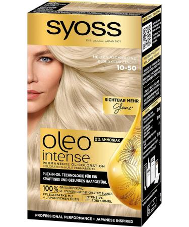 Syoss Oleo Intense 10-50 Light Ash Blonde Permanent Hair Color - Ammonia-Free Nourishing Oil Formula (115 ml) | International Shipping Available - Buy Online on GoSupps.com