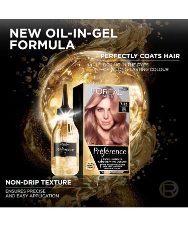 LOreal Paris Bali Rose Gold Blonde Hair Dye 7.23 - Long-Lasting Radiance, Up to 100% Grey Coverage - Preference Hair Colour for All Hair Types - Buy Online on GoSupps.com