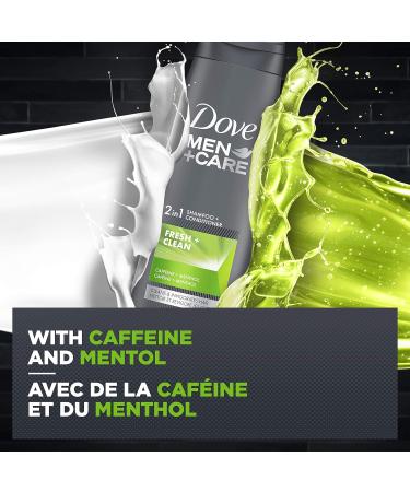 Dove Men + Care 2 in 1 Shampoo & Conditioner deep cleans hair for an invigorating effect Fresh Clean with caffeine and menthol 355 ml Fresh 355 ml (Pack of 1) - Buy Online on GoSupps.com