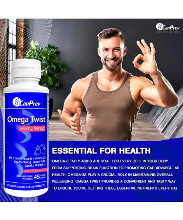 CanPrev Omega Twist - Peachy Mango 225ml - Superior absorption Enriched with DHA & EPA Omega-3 Fatty Acids -Supports Overall Wellness - Buy Online on GoSupps.com