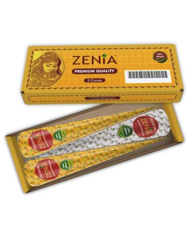 Zenia Premium Henna Cones (35g Each) - 100% Natural Ready to Use Henna Paste Hair Color Hair Dye Cones Reddish Brown Color (3 Pack)