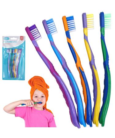 Kids Manual Toothbrushes 5PK Eco-Friendly Gentle Extra Soft Bristles Kids Tooth Brushes Soft Toothbrushes for Adults Travel Essentials for Kids Ages 3+ Years | Mixed Colour 5 Pack - Buy Online on GoSupps.com