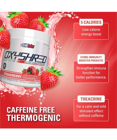 EHP Labs OxyShred Non Stimulant Thermogenic Pre Workout Powder - Stim Free Pre Workout Caffeine Free Preworkout for Men & Women - Non Stim Preworkout - Sugar Free Energy Powder - Strawberry Sunrise 60 Servings - Buy Online on GoSupps.com