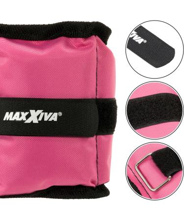 MAXXIVA Weight Cuffs - Pink 2x1kg Iron Sand Weights for Jogging Running & Workout - Arm & Leg Resistance Training - Buy Online on GoSupps.com